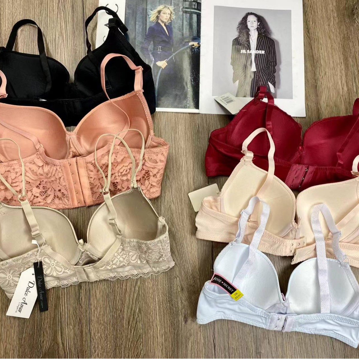 Mixto de marcas europeas y estadounidenses del sudeste asiático, ropa interior de damas con anillo de acero, encaje liso, sujetadores mixtos lotes