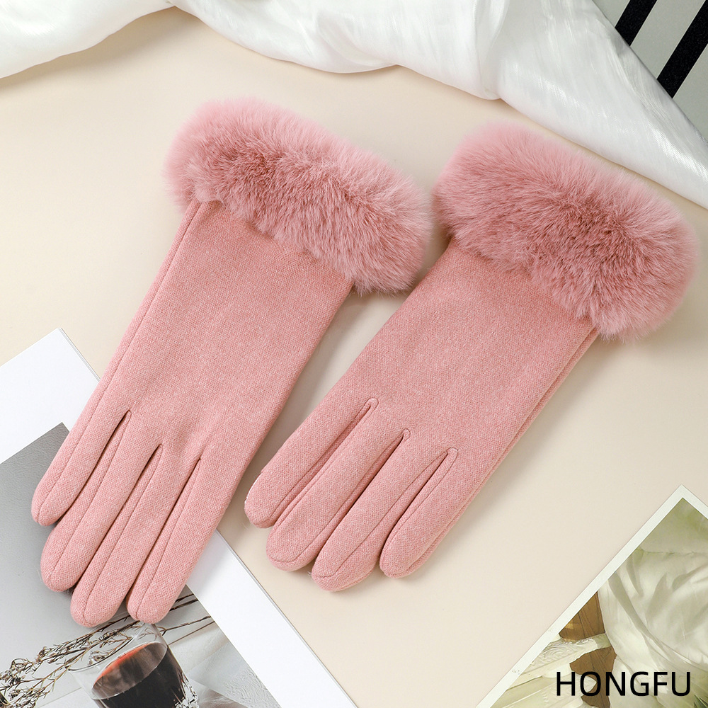 Guantes cálidos de invierno para mujeres, guantes táctiles a prueba de viento para montar al aire libre.