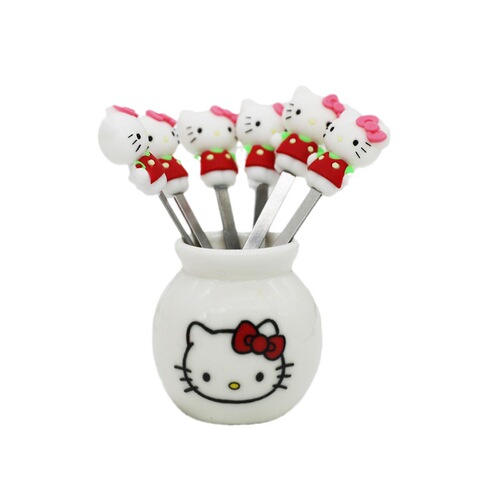 Cartoon bento cute baby cake dessert pick stainless steel fork creative household ceramic cute fruit fork