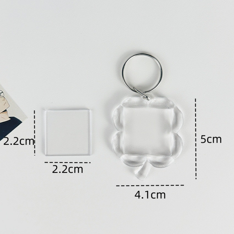 Marco de fotos acrílico transparente en llaveros colgantes fotos DIY regalo colgantes colgantes de cadena ayuda llaveros cuentas image 14