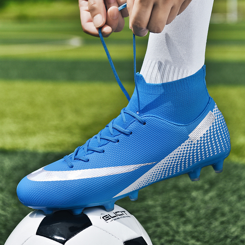 Cross-border 46 taglia grande 47 scarpe da calcio nere alte per ragazzi e ragazze tf unghie rotte erba per adulti AG unghie scarpe da allenamento sportive_voghion.com