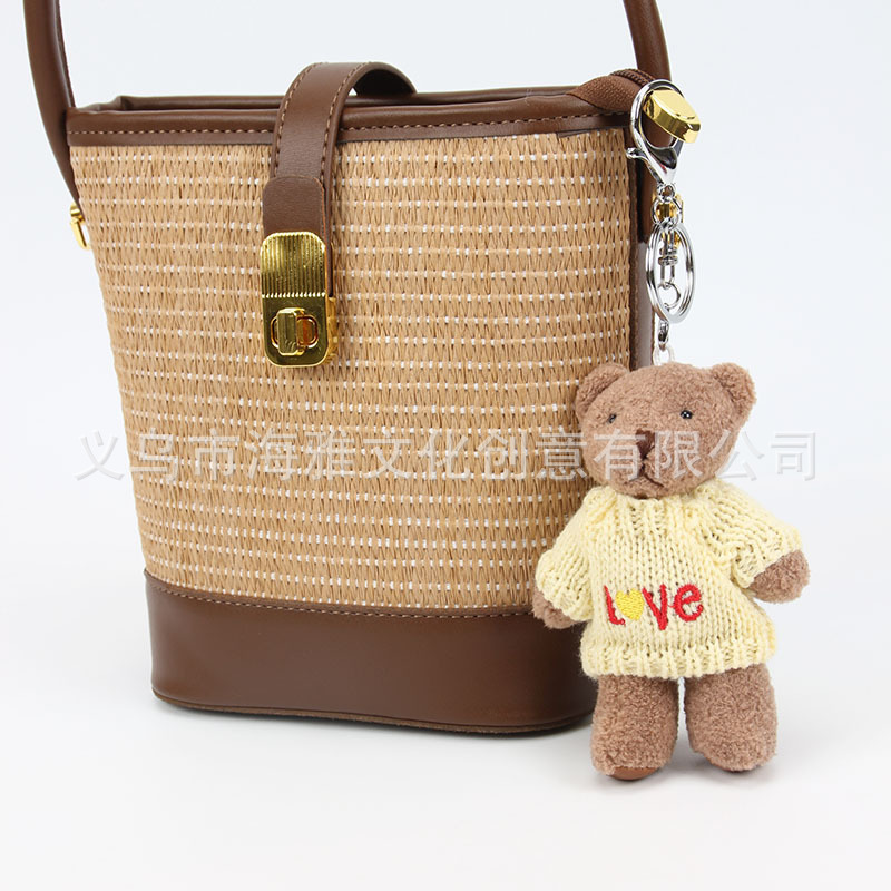 LOVE creamy yellow sweater brown bear