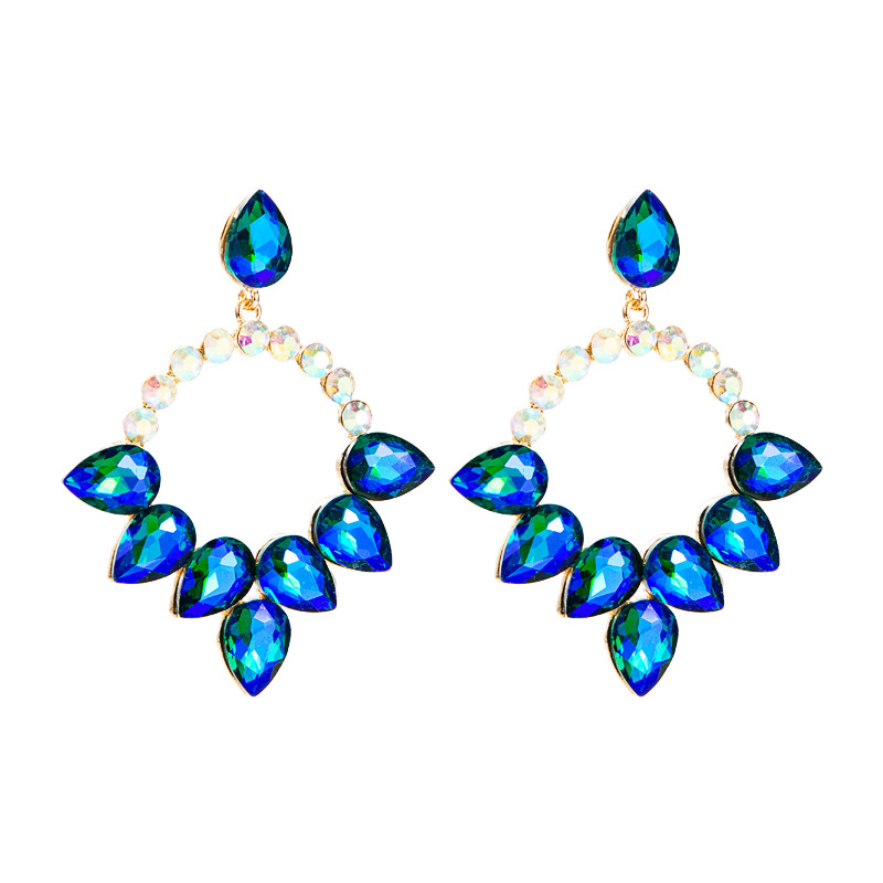 Wholesale Jewelry New Multi-layer Drop-shaped Glass Diamond-studded Earrings Nihaojewelry display picture 11