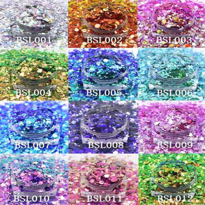 Nail enhancement Chameleon Mixed pack Hexagon Sequins Glitter powder Glitter Discoloration Glue Nail enhancement Patch Glitter Leatherwear