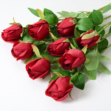 仿真玫瑰花蕾花苞绢花 家居婚庆七夕情人节装饰人造玫瑰花束批发