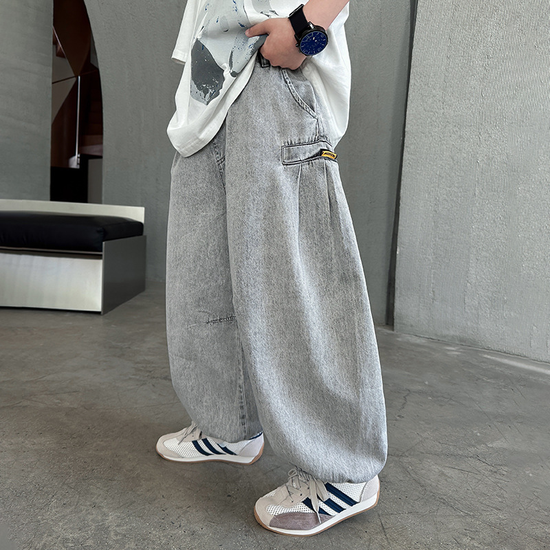 Boys' Pants Summer Thin Denim Pants 2026 New Style for Older Children Summer Loose Lantern Pants Boys' Street Dance Long Pants