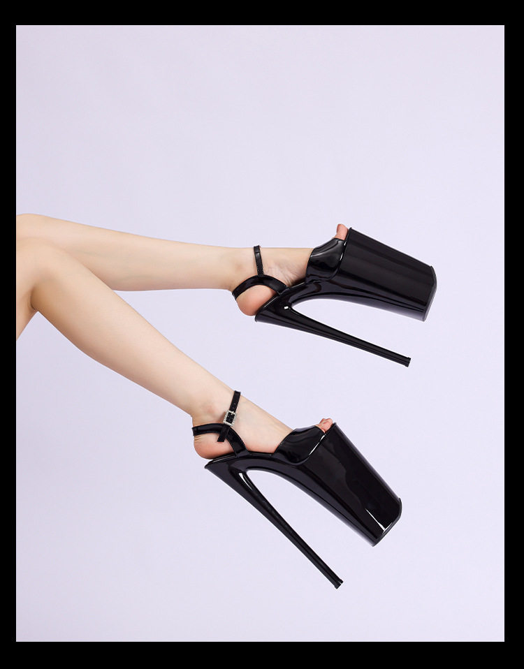 Giày sandal cao gót siêu cao hở ngón quai ngang gót nhọn tôn chiều cao cho nữ — Màu be, Màu hồng, Màu tím, màu đen chi tiết 8