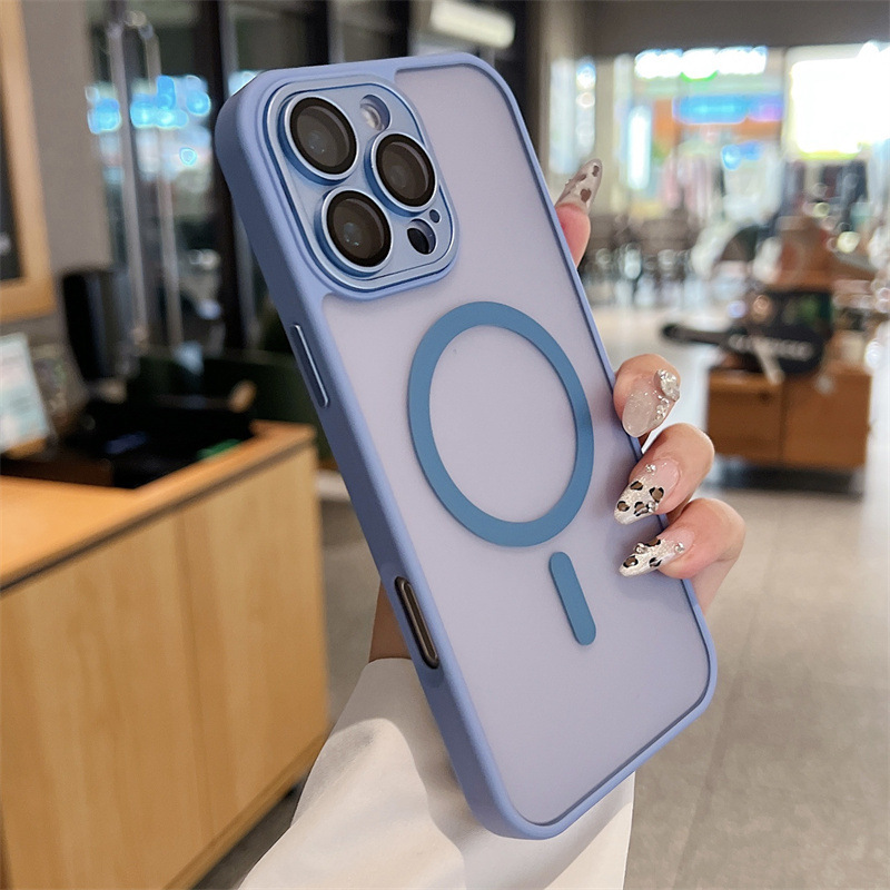 Yudun Sensación de piel magnética esmerilada para iPhone16ProMax Color sólido 15 Funda para teléfono móvil Apple 14 Hombres y mujeres 13 Nuevo