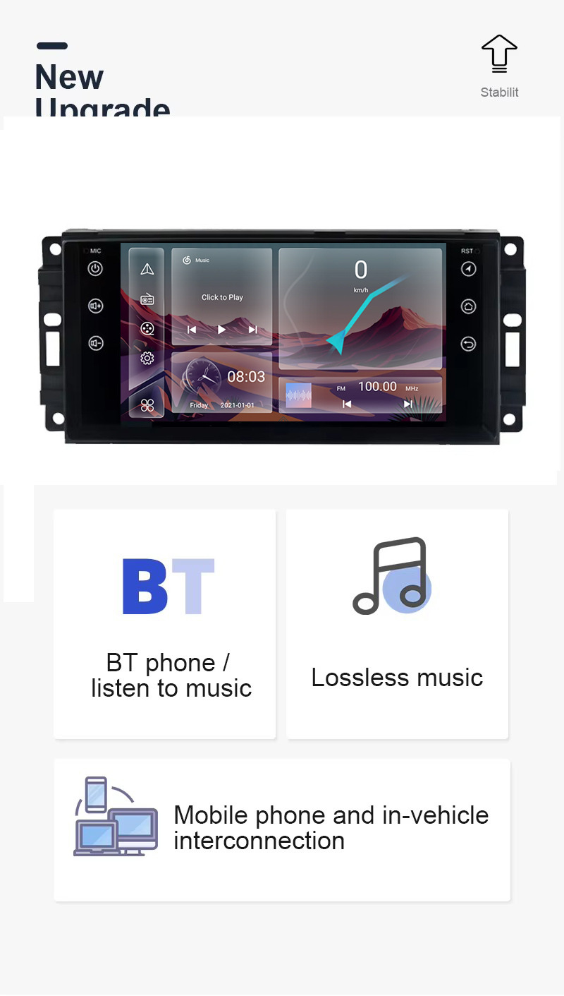 Suitable for 7inch Universal Jeep Compass Wrangler Dodge Chrysler Android Large Screen Car Navigation