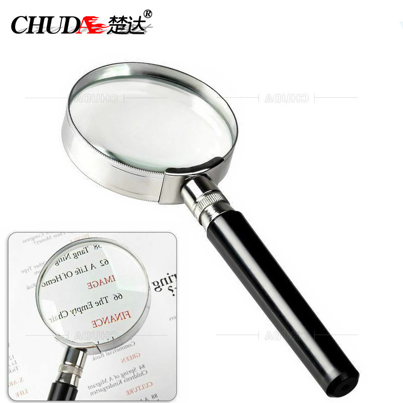 Chuda 100mm metal frame glass lens reading semi-metal hand-held magnifying glass temple fair stall selling Chuda 100mm metal frame glass lens reading semi-metal hand-held magnifying glass temple fair stall selling