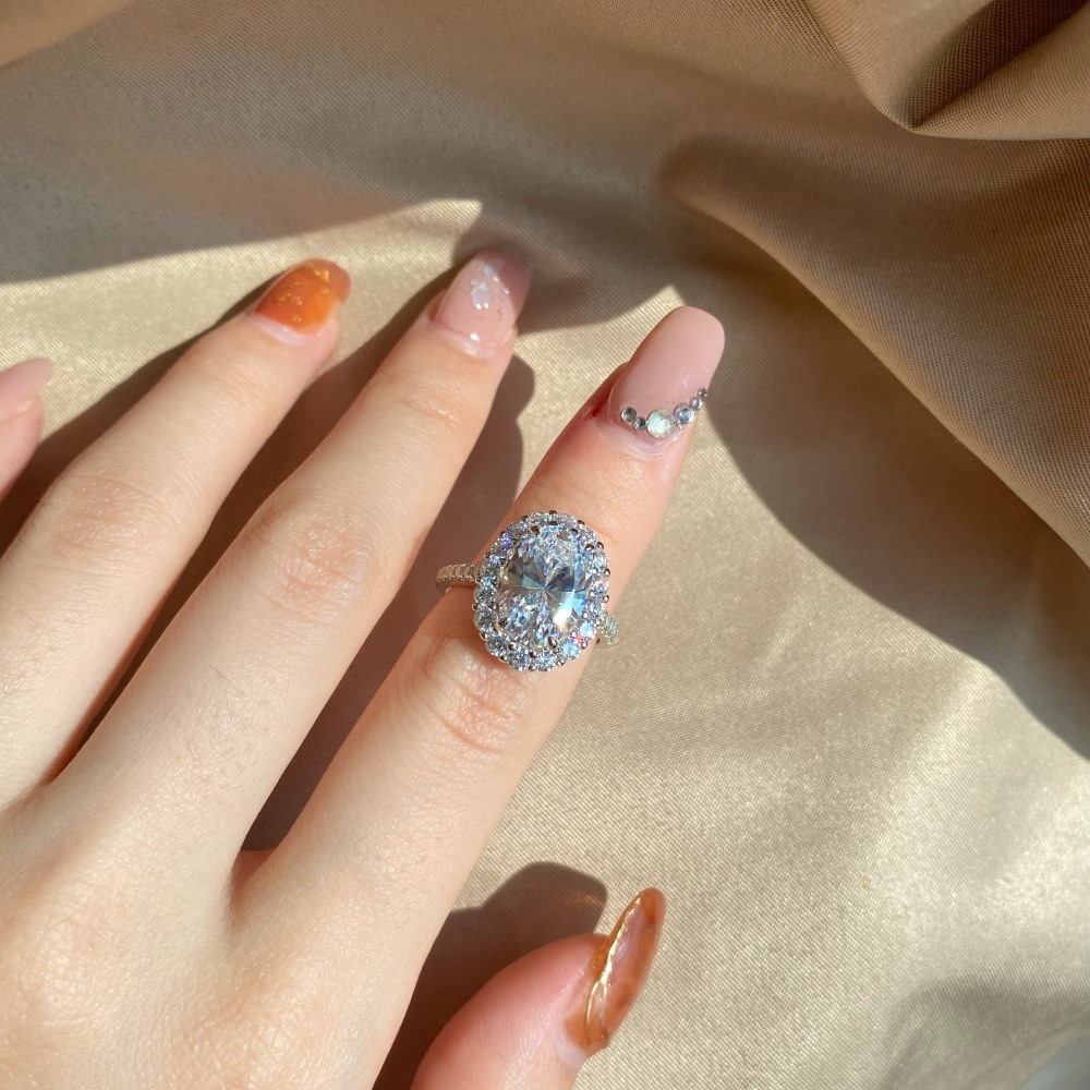 Fashion Oval Sterling Silver Plating Inlay Zircon Rings 1 Piece