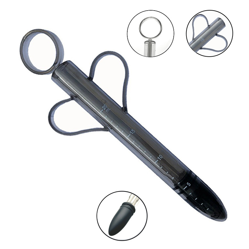 Lube Applicator Syringe, ABS Body with Silicone Tip, Black Adult Toy Accessory — detail image 2