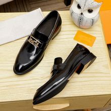 欧洲站男鞋英伦商务休闲皮鞋一脚蹬透气韩版尖头真皮乐福鞋外贸潮