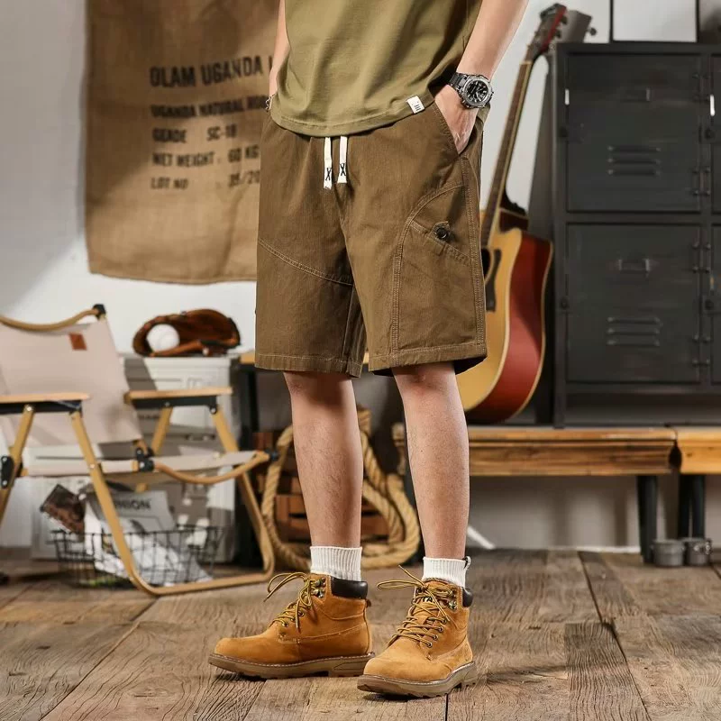 Простые свободные брюки-карго в японском стиле, модные модные повседневные брюки, молодежные популярные прямые летние шорты, модные