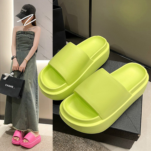 EVA Thick Sole Slides for Women, Summer 7CM Versatile Outdoor Wear Heels, Soft Sole Home Beach Cross-border Cool Slides Wholesale