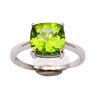 Xin Yi Peng S925 Silver Inlaid Natural Olivine Ring Earrings Set Women's Green Gemstone Crystal White Gold