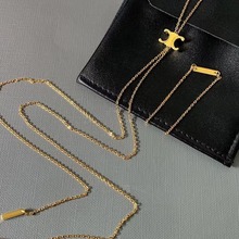 跨境时尚欧美轻奢风简约气质流苏抽拉凯旋门项链女钛钢不掉色项饰