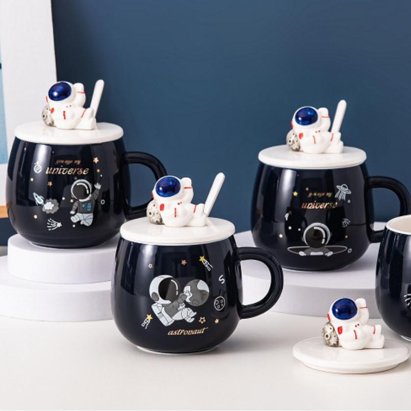 Taza de cerámica con tapa taza de regalo creativo logo grupo edificio actividad personal Regalo De vacaciones cielo estrellado taza de agua