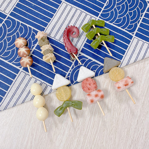 Creative funny hairpin mini oden skewers spicy hot side clip hairpin simulation model DIY decoration