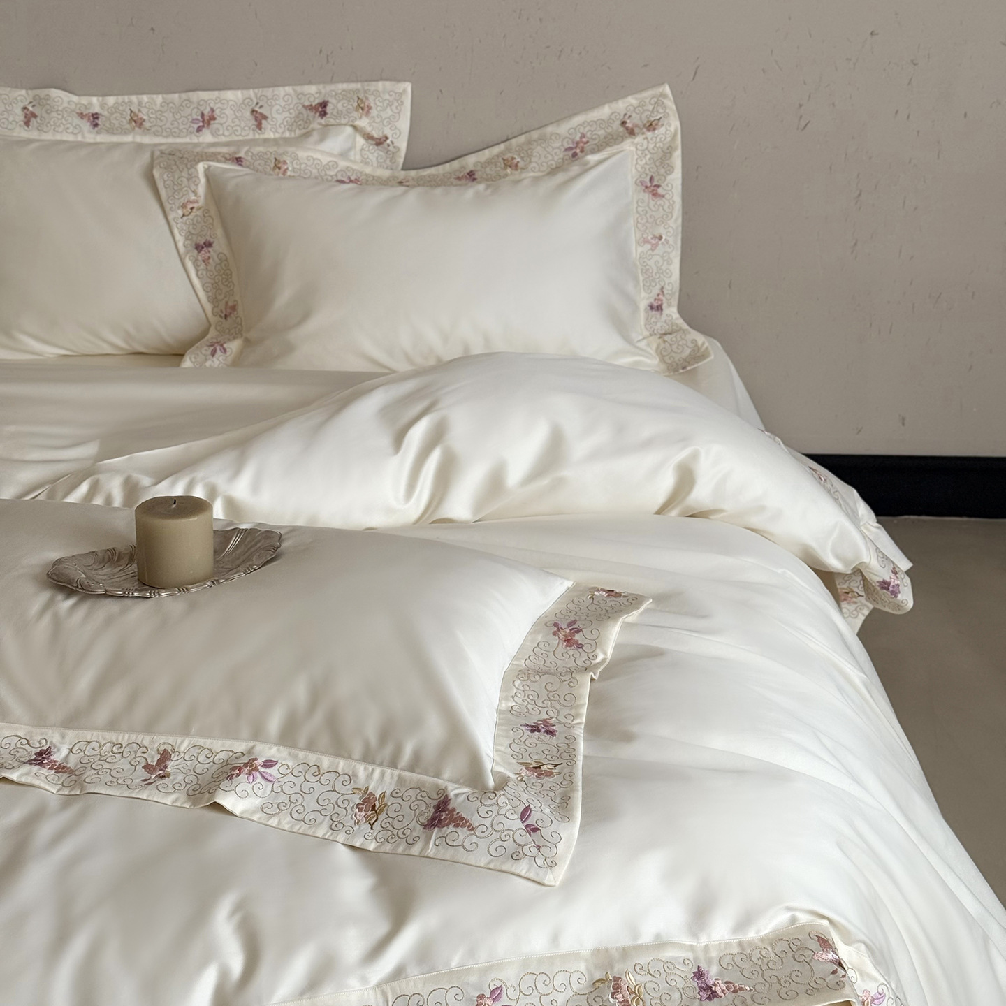 Neoclassical Chinese Elegant Embroider 100S Long-Staple Cotton Bedding Four-Piece Set High-End Quilt Cover Bed Sheetss Bedding