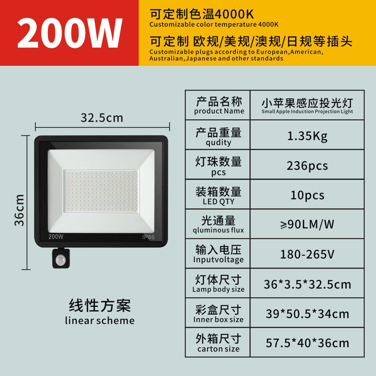 Transfronterizo Apple inducción lámpara de proyección al aire libre impermeable patio iluminación de pasillo infrarroja inducción del cuerpo humano led lámpara de proyección