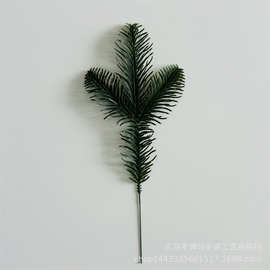 仿真圣诞松柏叶枝 三叉单面立体松针枝 圣诞树圣诞圈花环PE松枝