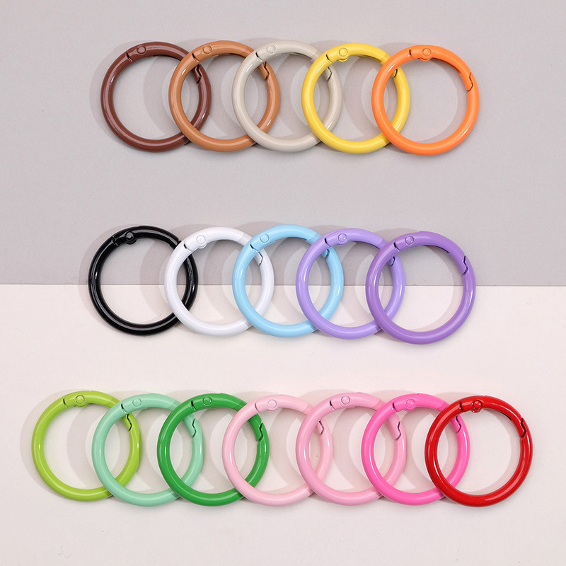 33mm Painted Color Direct Press Ring Keychain Spring Ring Spring Clasp Hanging Ring Clasp Jewelry Accessories