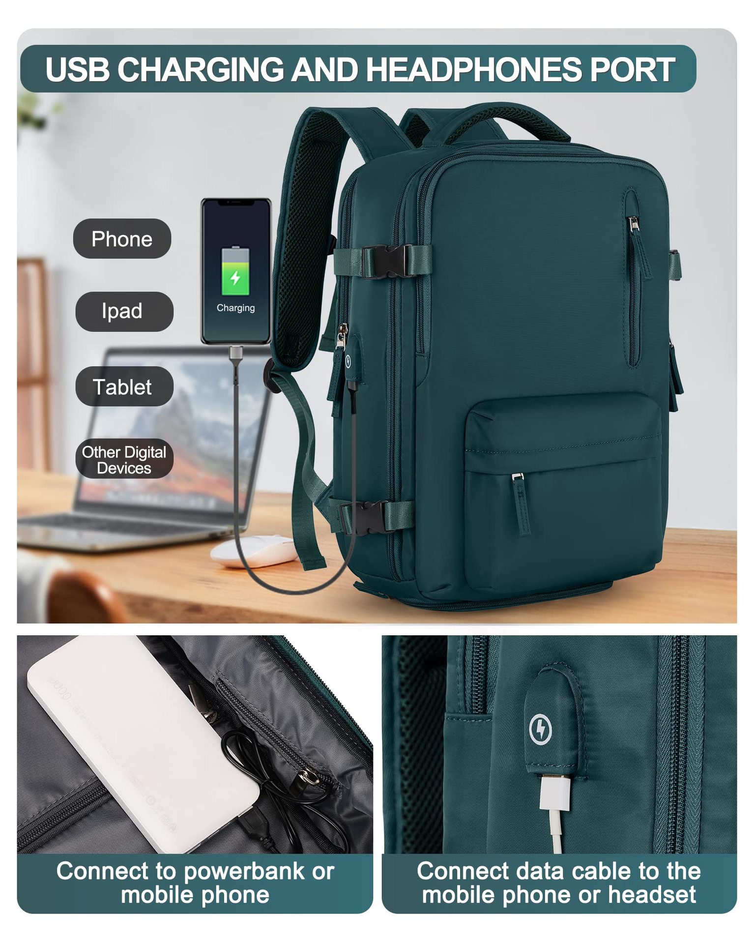 1875g Weight Nylon Lining Material Zipper Closure Type Double Shoulder Straps Strap Type Functional Backpack Bags Type Travel, Daily Occasion Nylon Material Women's Backpack Backpack Solid Color Pattern All Seasons Season Unisex Gender Streetwear Style Square Shape Solid Color Travel Daily Women's Backpack 57