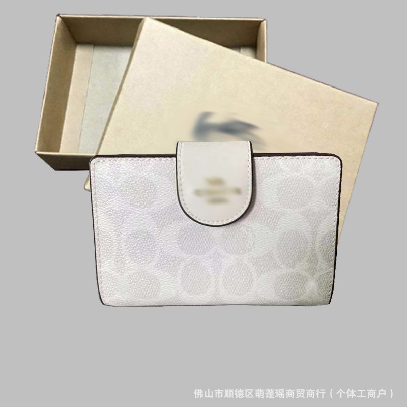 C家奥莱中长款钱包女包真皮对折拉链钱夹按扣证件夹零钱卡包礼盒|undefined
