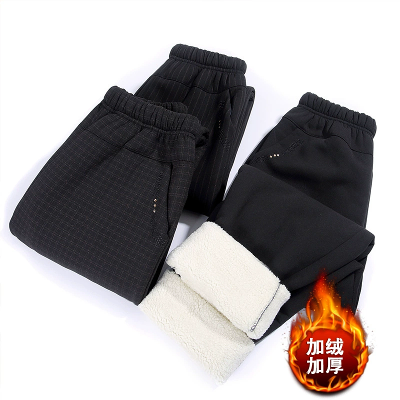 Женские зимние брюки из овечьей шерсти для мам, осень-зима 2025, на флисовой подкладке, утепленные, для женщин среднего и старшего возраста, новые зимние прямые брюки