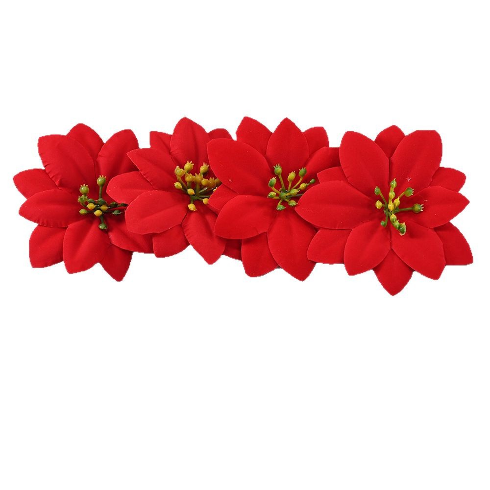 Fábrica al por mayor hexágono de doble capa de pétalos de navidad flores de simulación decoración de árbol de navidad flores falsas ramo de flores