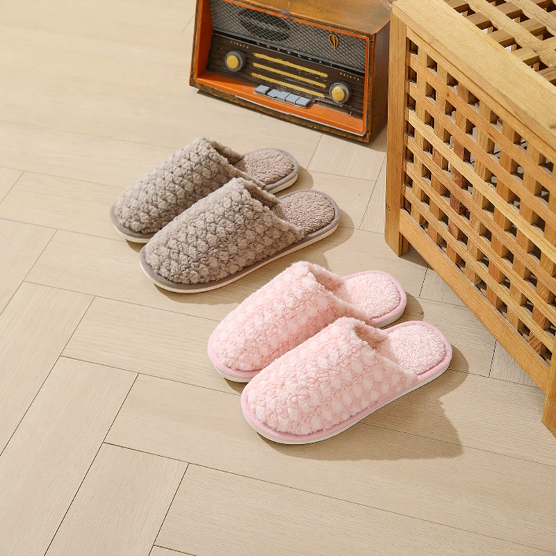 Осенне-зимние бархатные клетчатые домашние швабры для женщин и пар, теплые нескользящие домашние хлопковые тапочки, оптовая продажа, мягкие