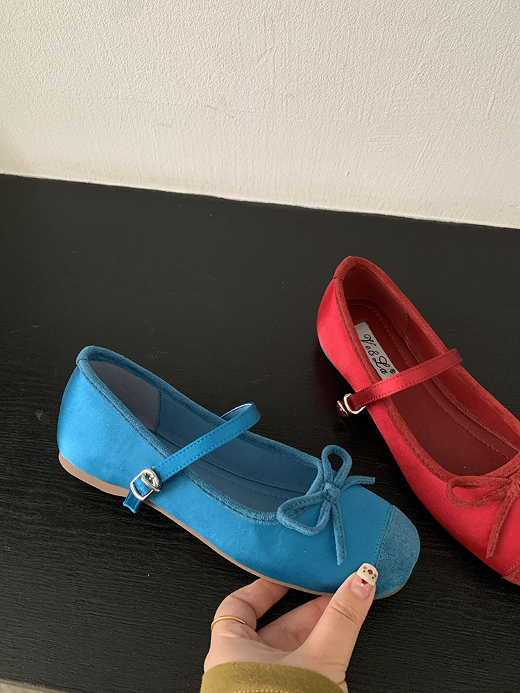 Zapatos Mary Jane de lazo suave francés, zapatos de mujer, aumento de principios de primavera, nuevos zapatos de ballet con faldas, zapatos individuales
