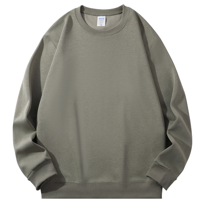 290g suéter de hombre pesado de gran tamaño cuello redondo algodón suelto casual de otoño e invierno camisa de fondo de color sólido marca de moda