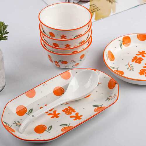 Wholesale Moving Set Tableware Set Moving Home Ceramic Gift Bowl and Chopsticks Plate Combination Creative Fresh and Clean Dining