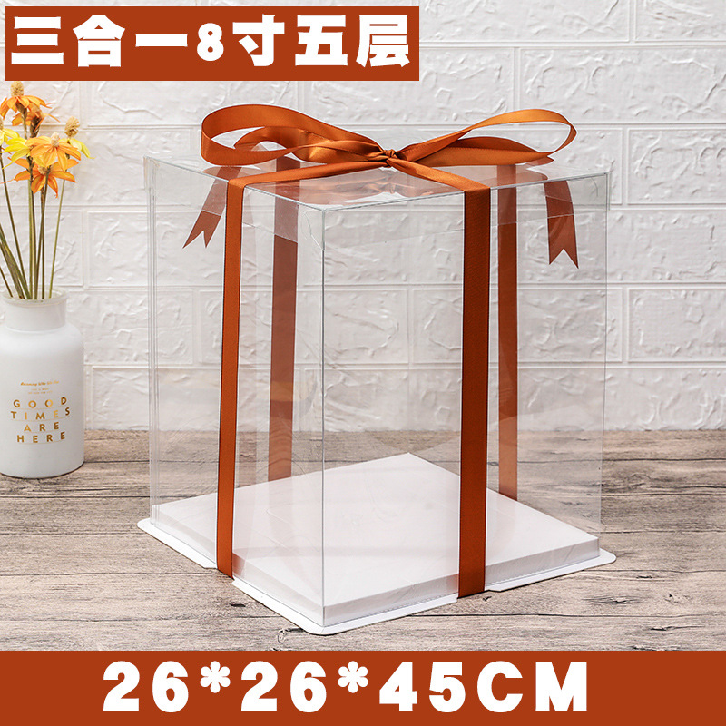 Caja transparente para pastel de cumpleaños, caja de embalaje de 4, 6, 8, 10 y 12 pulgadas, caja de embalaje para regalos y snacks, versión elevada