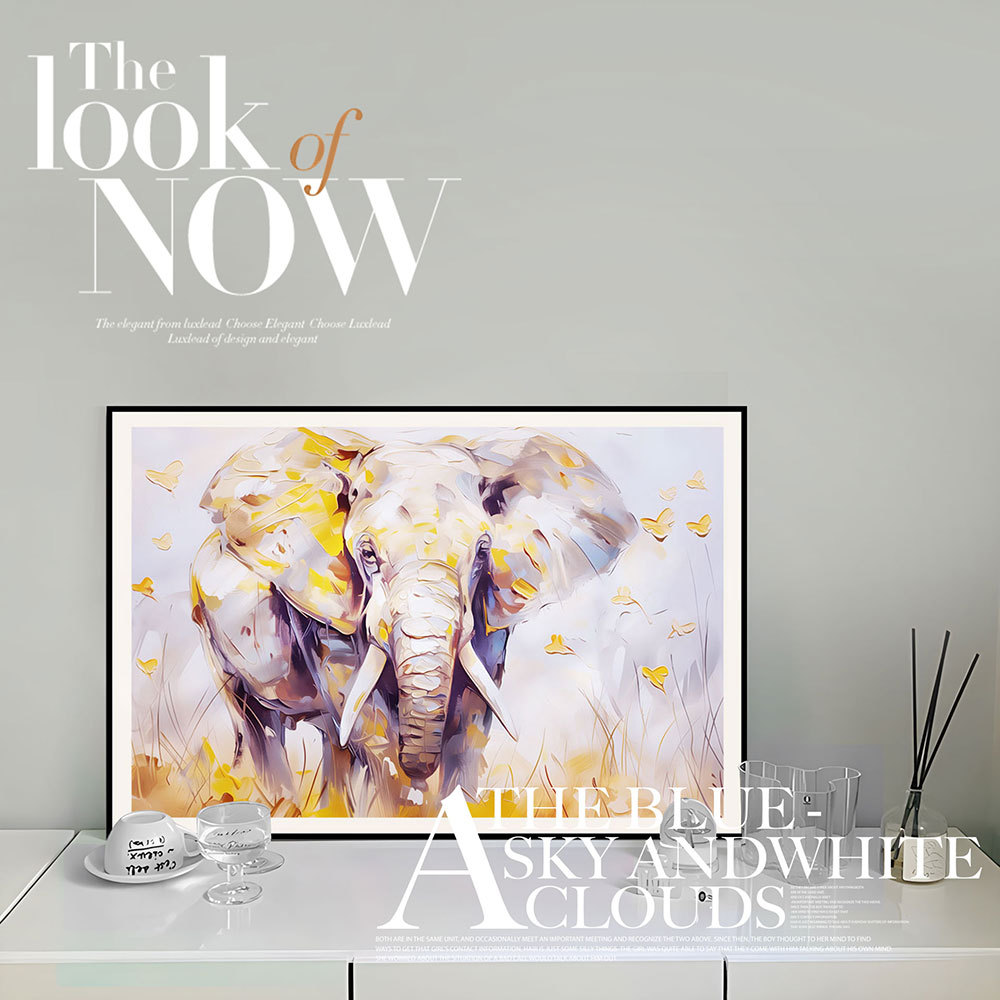 Pintura decorativa minimalista, elefante animal, sala de estar, comedor, pintura al óleo, estilo de porche