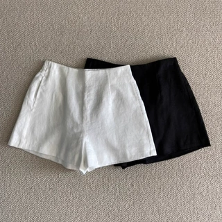 夏季bi入!!!亚麻面料 唤醒衣橱 简约的双色百搭短裤女