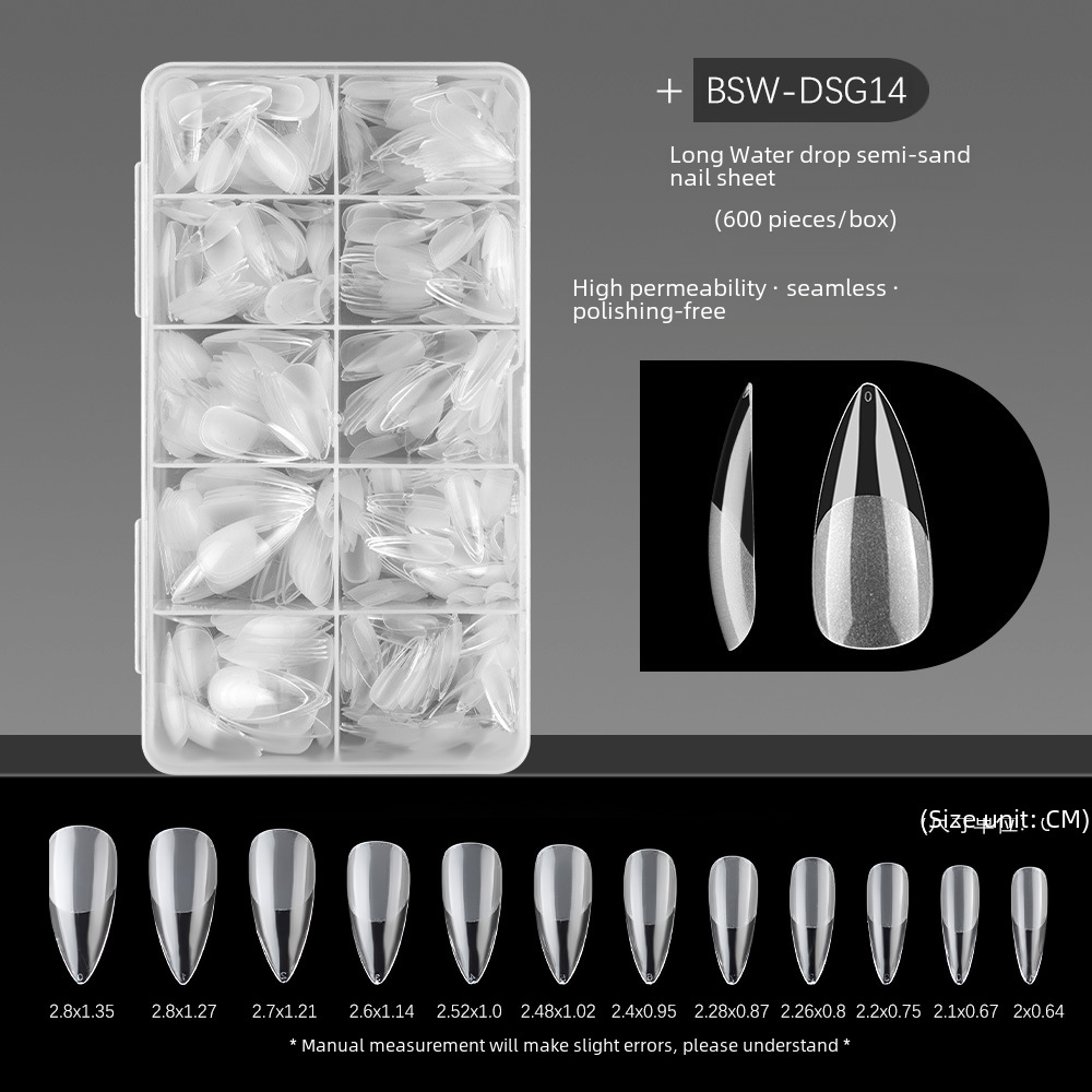 Almond matte fake nails drop-shaped for manicure