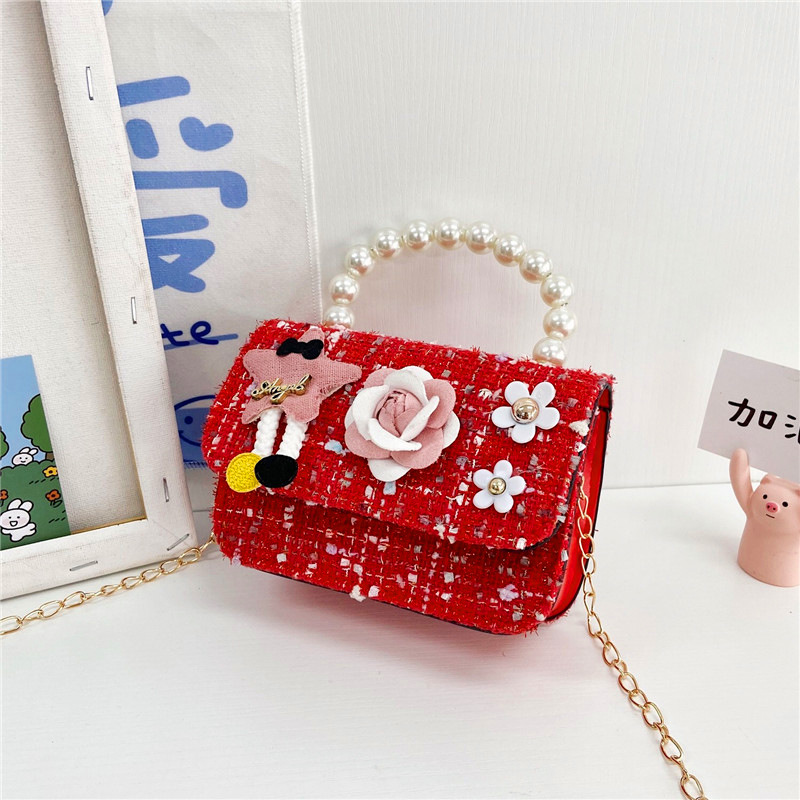 Bolso para niños 2021 nueva niña linda bolsa de mensajero moda princesa perla bolso cadena bolsa de hombro