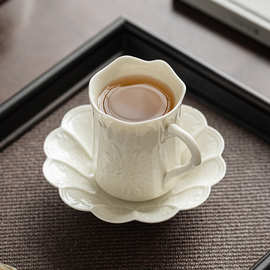 草木灰咖啡杯碟套装高档精致家用陶瓷主人杯单杯中式下午茶杯茶具