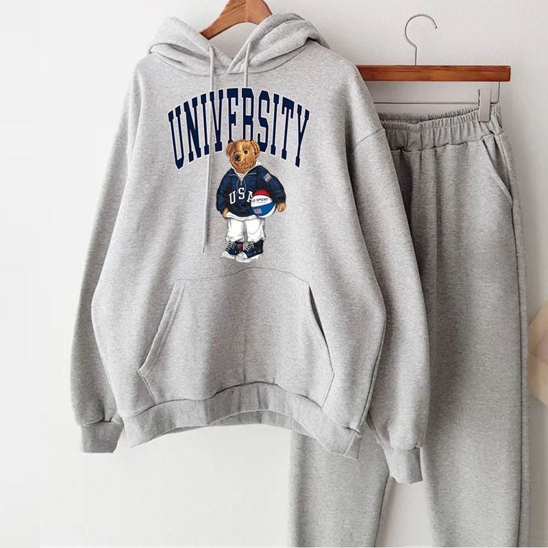 Women's Clothing Loose running student casual two piece sports suit for women autumn and winter cotton sweatshirt large size_voghion.com