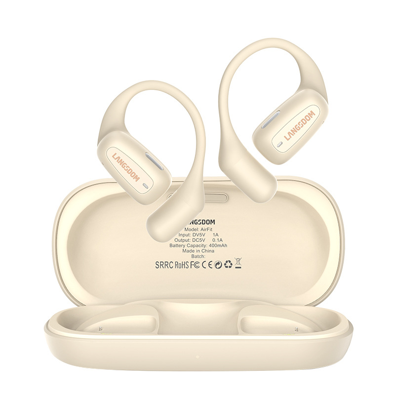 Lanston AirFit auriculares Bluetooth con concepto de conducción ósea abierto fuera de los oídos, doble micrófono para reducir el ruido
