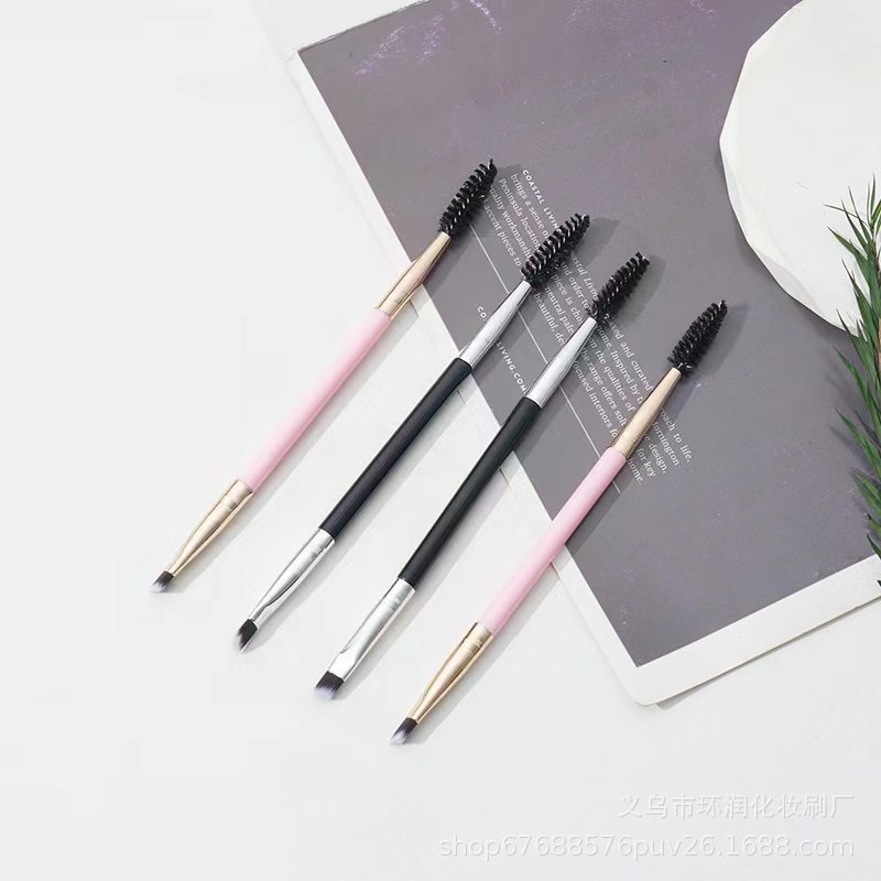 Double-headed eyebrow brush oblique angle eyebrow brush pen spiral eyelash curler brush portable makeup brush eye shadow brush one decoration eyebrow brush