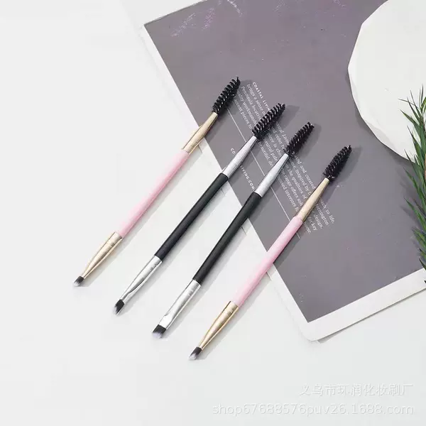 Double-headed eyebrow brush oblique angle eyebrow brush pen spiral eyelash curler brush portable makeup brush eye shadow brush one decoration eyebrow brush
