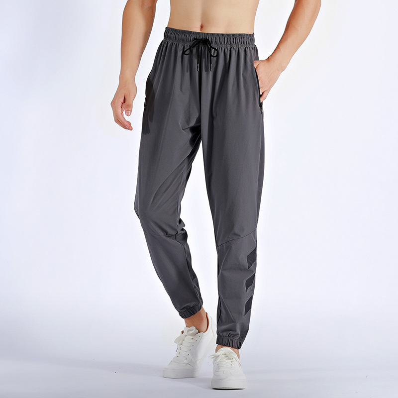 Pantalones casuales deportivos para hombres pantalones de seda de hielo para correr entrenamiento físico pantalones atados al tobillo pantalones de secado rápido transpirable Pantalones deportivos para hombres verano transfronterizo