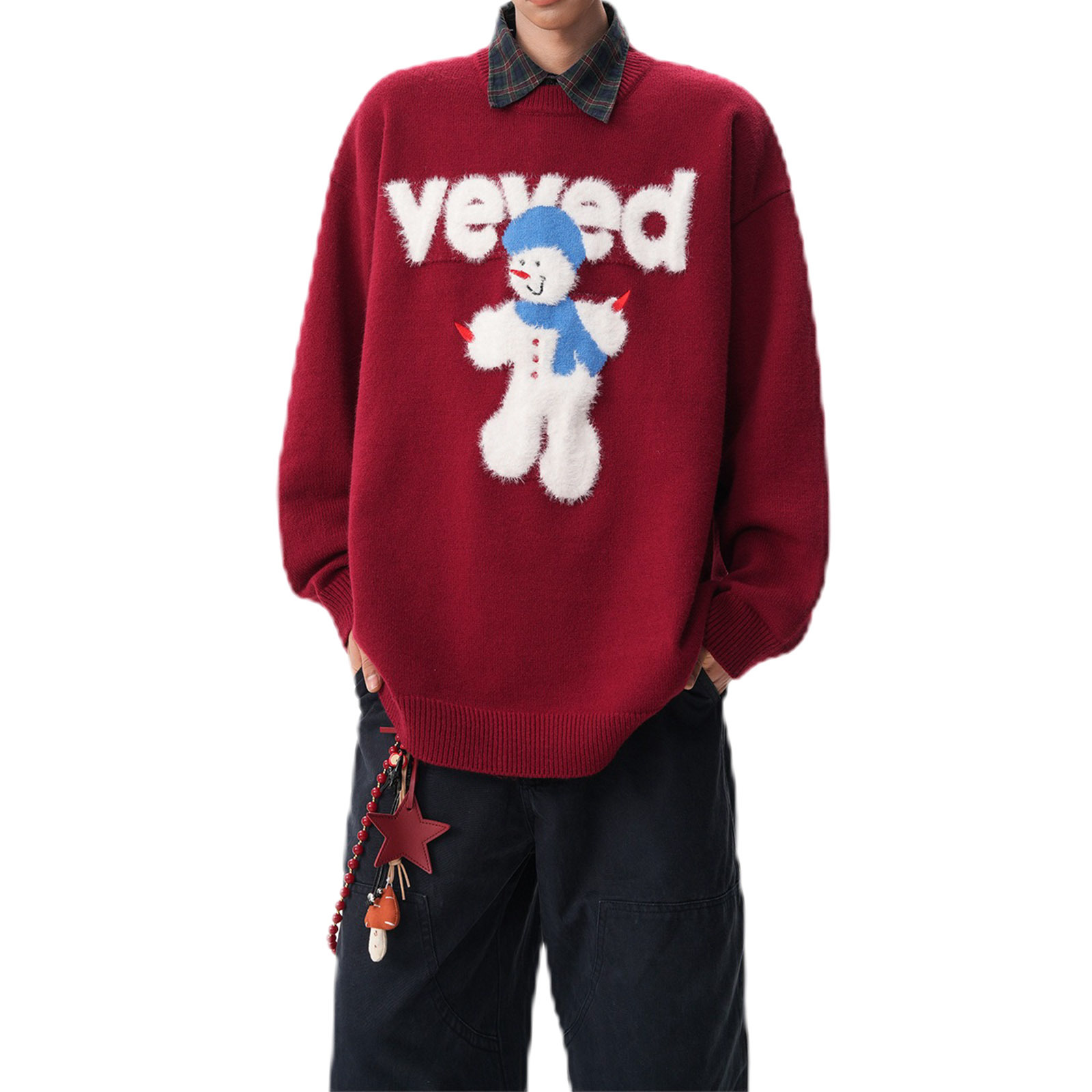 Explosiones transfronterizas de tamaño europeo de tamaño grande jersey de jersey jersey hombre de nieve marca de tendencia de Navidad fábrica de jersey de invierno al por mayor