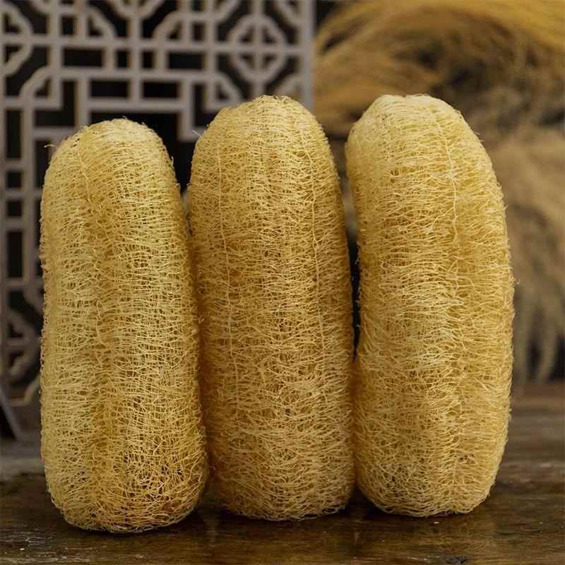 Pure Natural Loofah Sponge for Washing Dishes, Non-Greasy, Long Strips of Loofah for Scrubbing Pots and Bathing