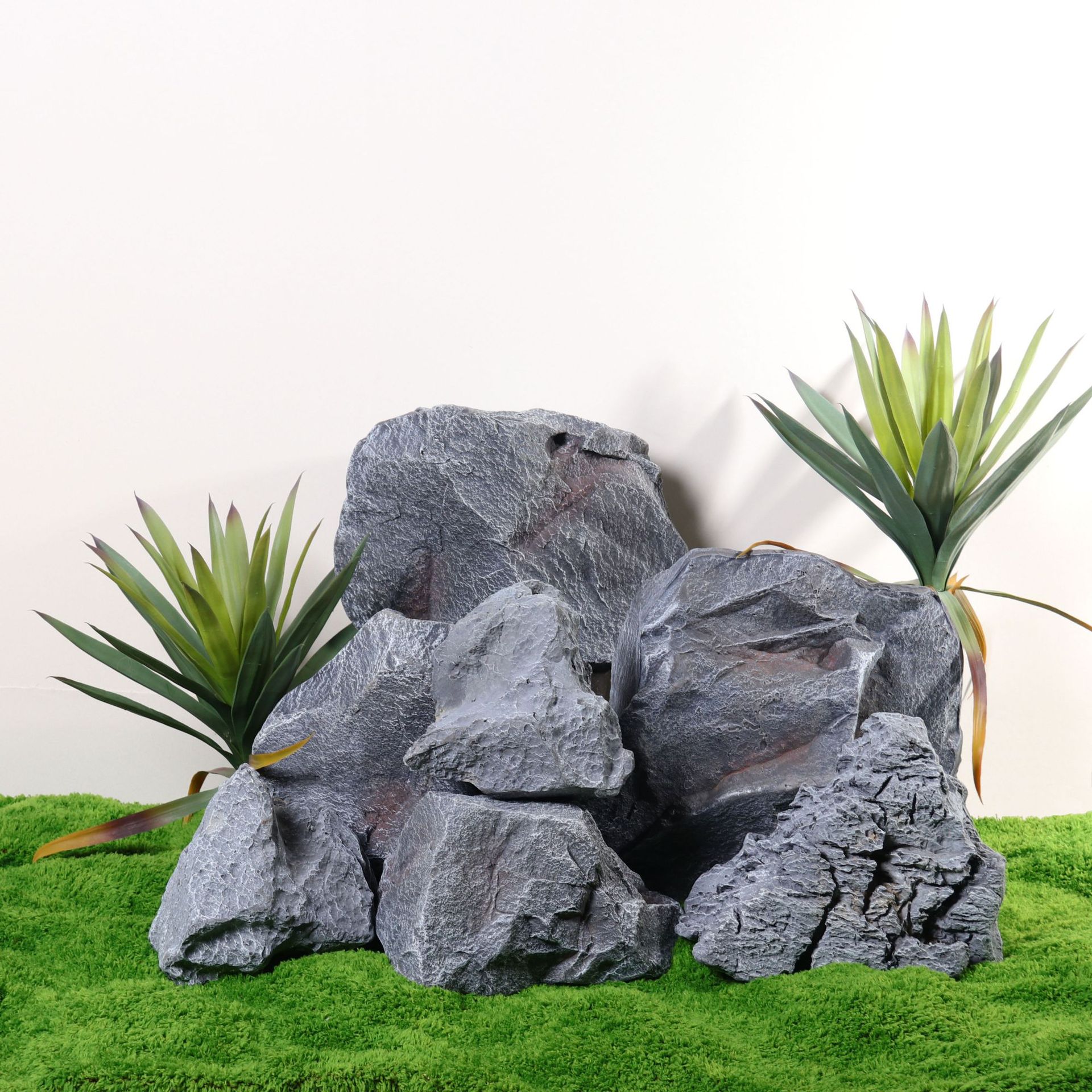 Simulación de piedra de dragón azul, piedra falsa, paisaje de jardín al aire libre, piedra de rocalla, decoración de patio al aire libre, accesorios de fotografía