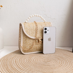 Pearl straw bag 2023 new small bag wholesale mini bags versatile chain crossbody bag ladies handbag